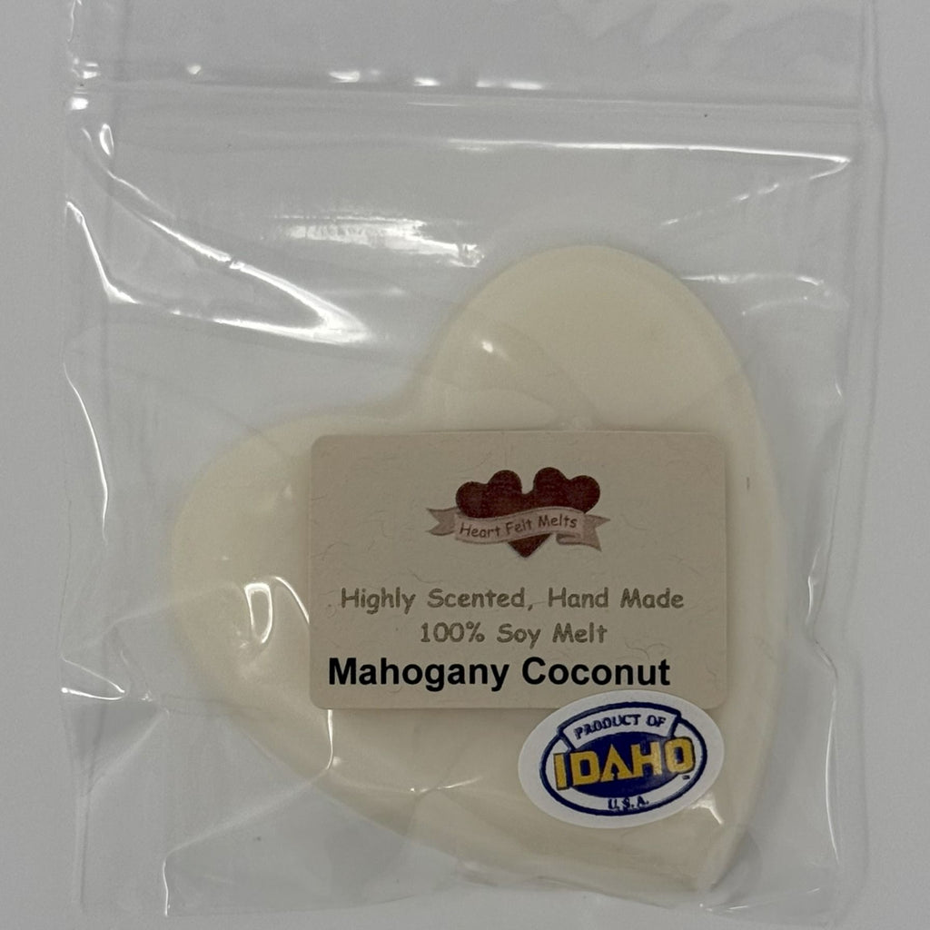 MAHOGANY COCONUT - Premium Scented 1oz Soy Heart Melt