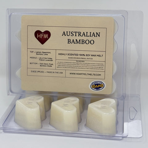 AUSTRALIAN BAMBOO - Premium Scented Clamshell Heart Melts