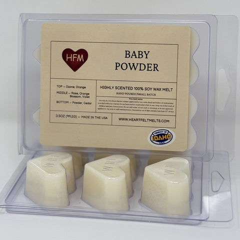 BABY POWDER - Premium Scented Clamshell Heart Melts