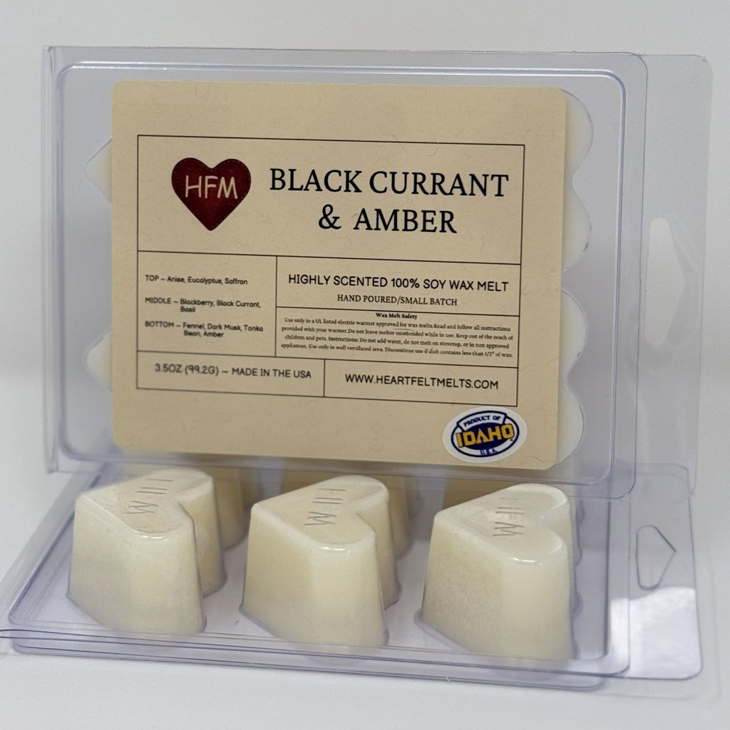 BLACK CURRANT & AMBER - Premium Scented Clamshell Heart Melts