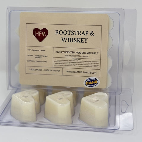 WOODY LEATHER & BRANDY - Premium Scented Clamshell Heart Melts