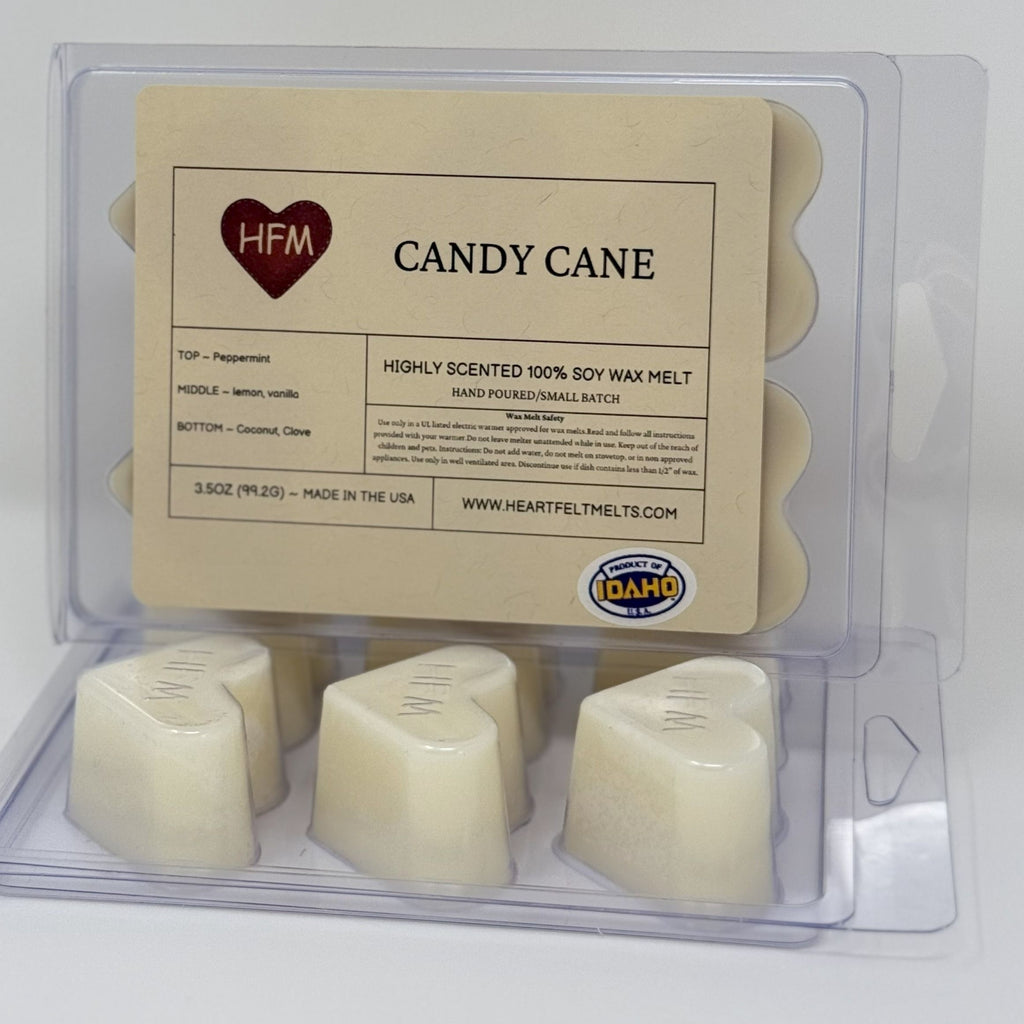 CANDY CANE - Premium Scented Clamshell Heart Melts