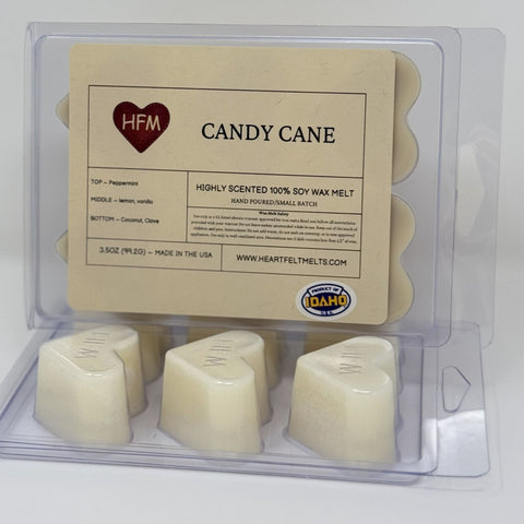 CANDY CANE - Premium Scented Clamshell Heart Melts