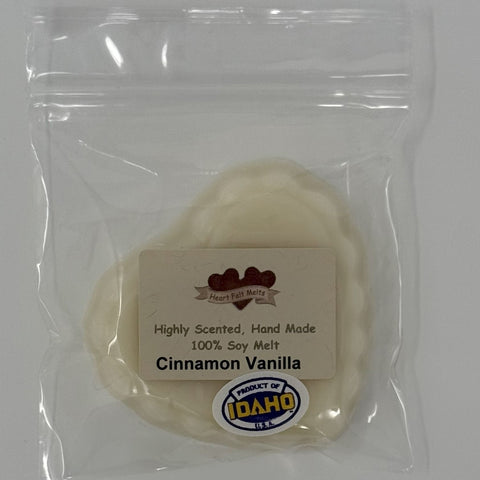 CINNAMON VANILLA - Premium Scented 1oz Soy Heart Melt