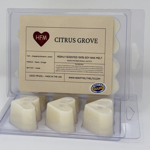CITRUS GROVE - Premium Scented Clamshell Heart Melts