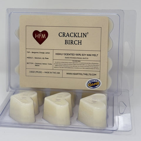 CRACKLIN' BIRCH - Premium Scented Clamshell Heart Melts