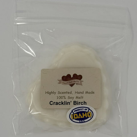 CRACKLIN' BIRCH - Premium Scented 1oz Soy Heart Melt