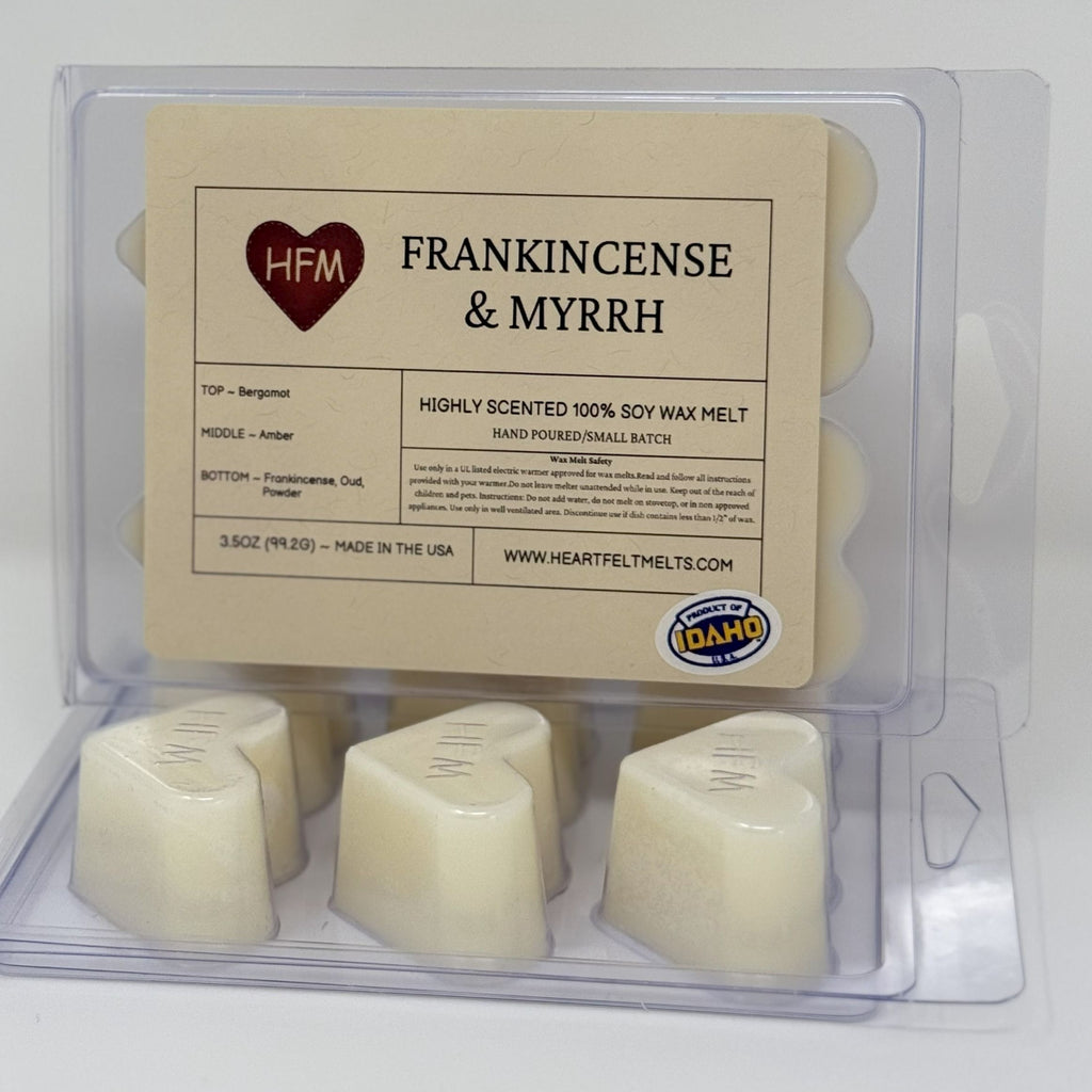 FRANKINCENSE AND MYRRH - Premium Scented Clamshell Heart Melts