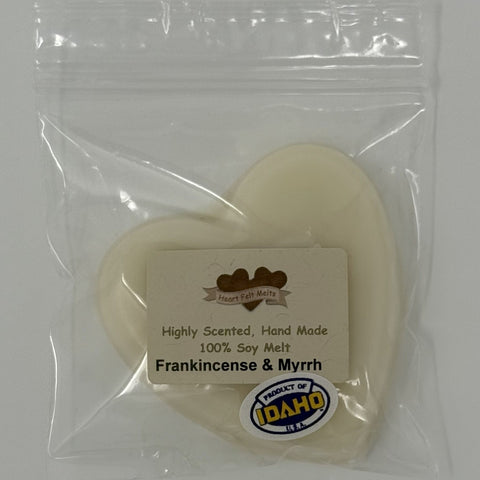 FRANKINCENSE AND MYRRH - Premium Scented 1oz Soy Heart Melt