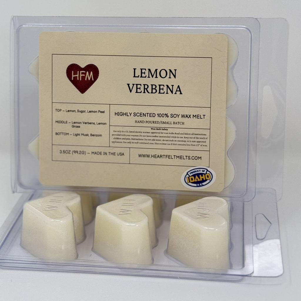 LEMON VERBENA - Premium Scented Clamshell Heart Melts
