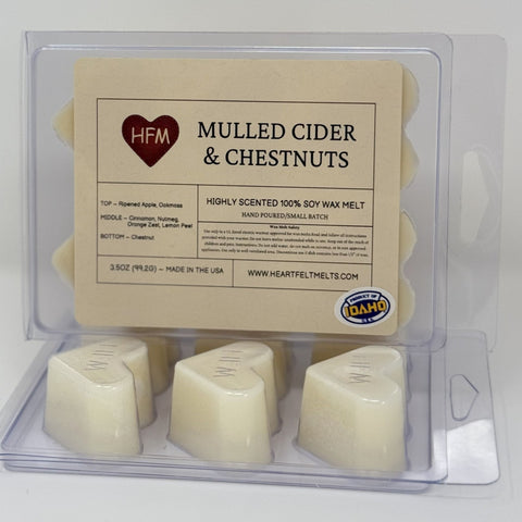 MULLED CIDER & CHESTNUTS - Premium Scented Clamshell Heart Melts
