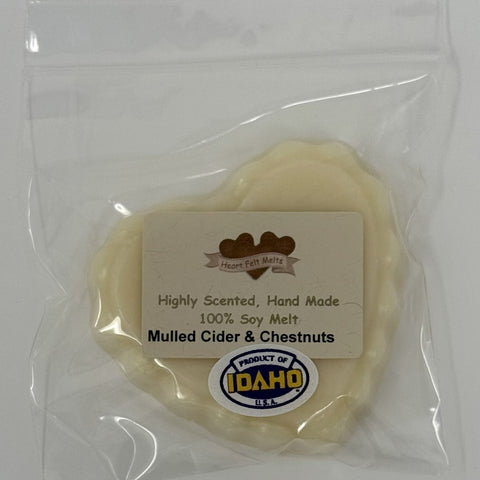 MULLED CIDER & CHESTNUTS - Premium Scented 1oz Soy Heart Melt