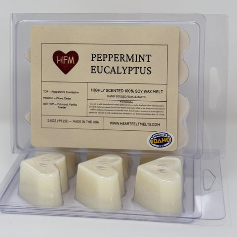 PEPPERMINT AND EUCALYPTUS - Premium Scented Clamshell Heart Melts