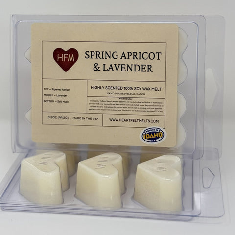 SPRING APRICOT & LAVENDER - Premium Scented Clamshell Heart Melts