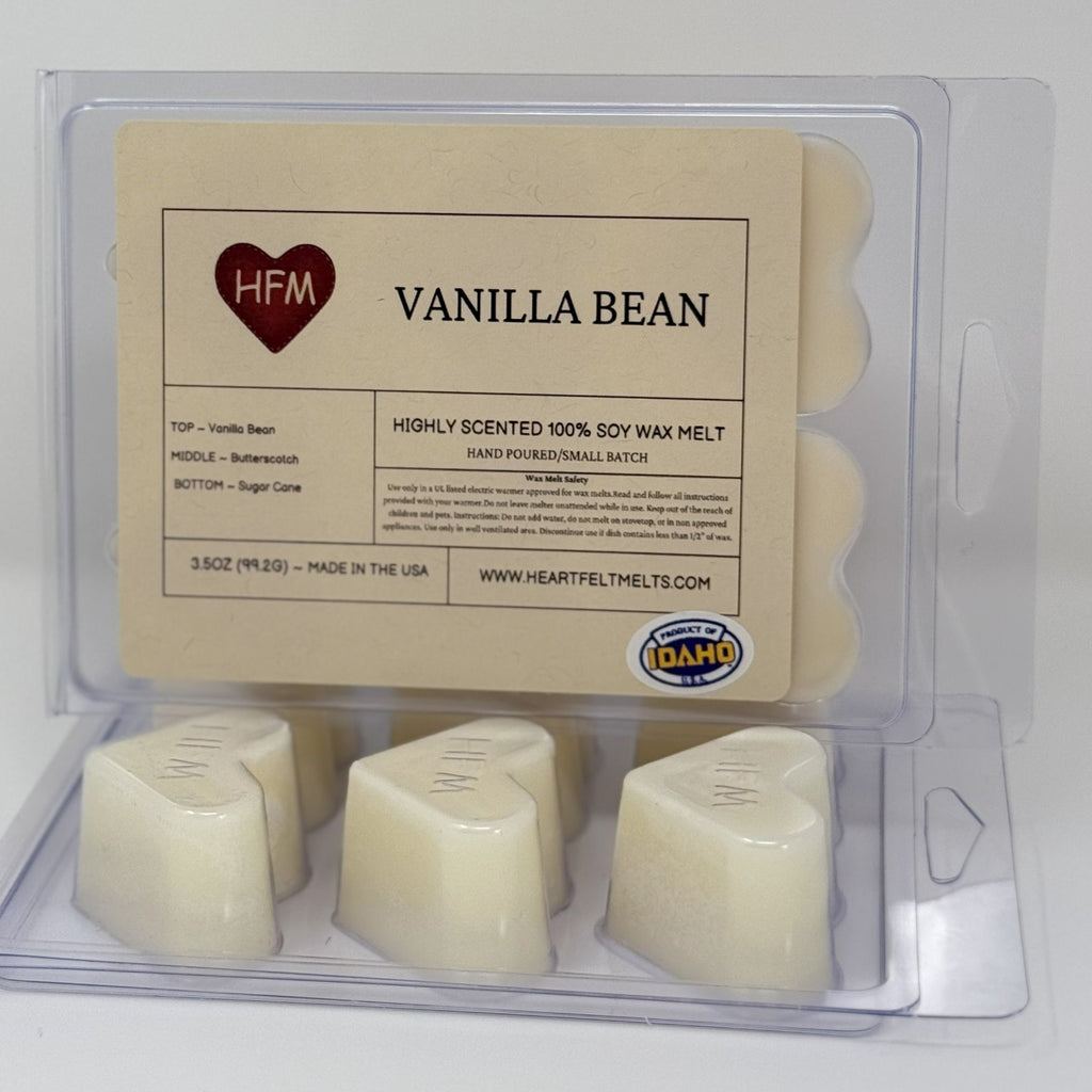 VANILLA BEAN - Premium Scented Clamshell Heart Melts