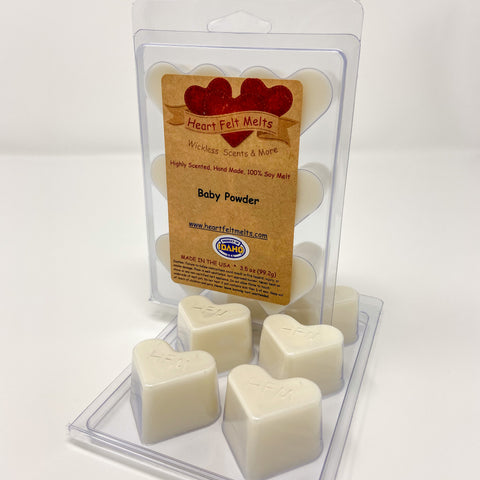 BABY POWDER - Premium Scented Clamshell Heart Melts