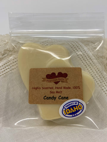 CANDY CANE - Premium Scented 1oz Soy Heart Melt