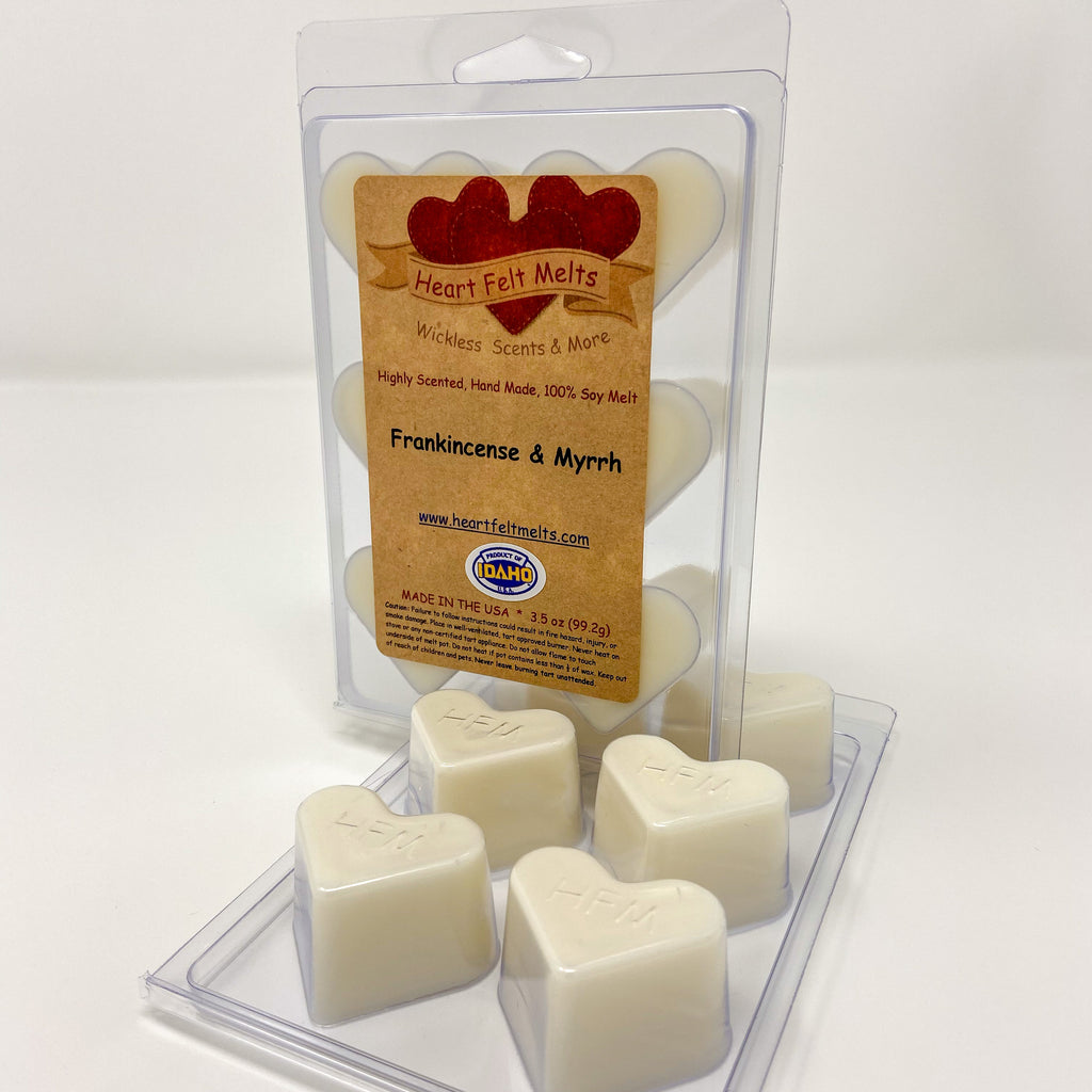 FRANKINCENSE AND MYRRH - Premium Scented Clamshell Heart Melts