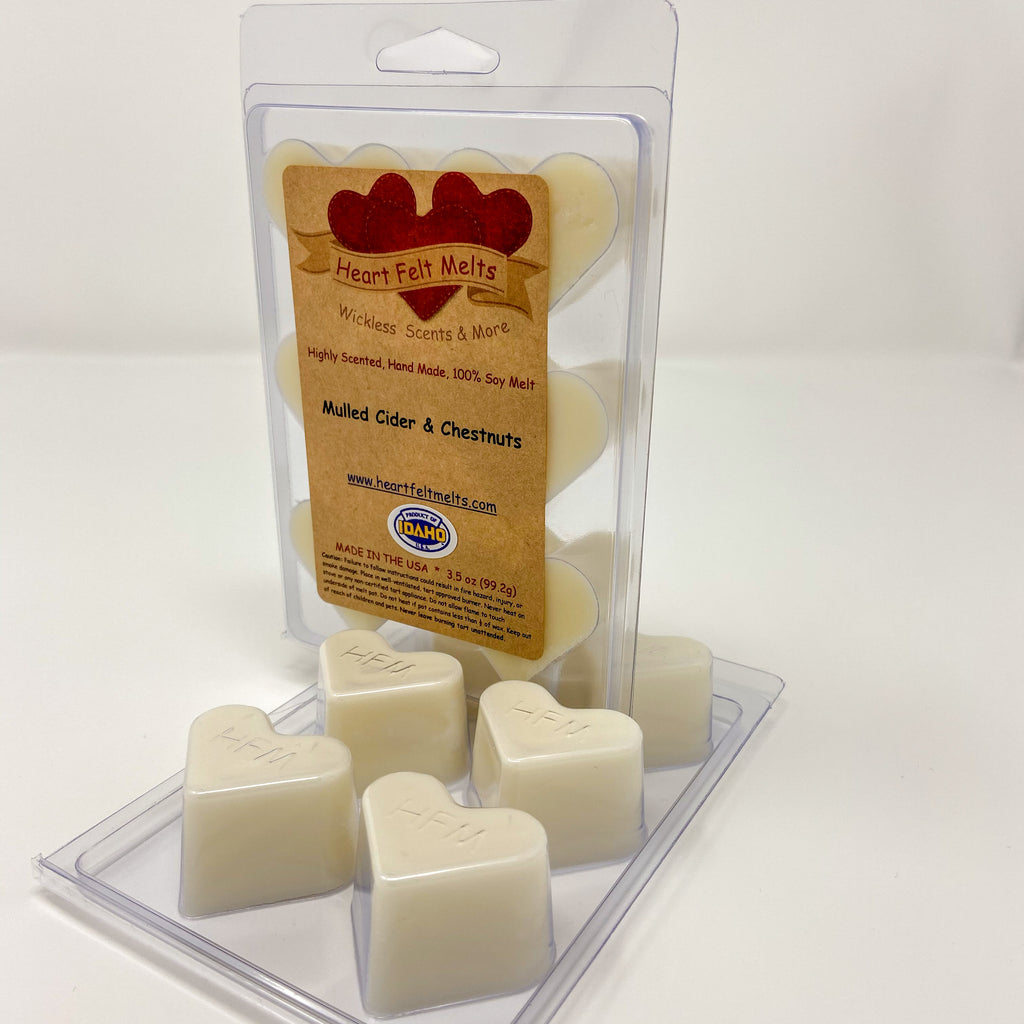 MULLED CIDER & CHESTNUTS - Premium Scented Clamshell Heart Melts