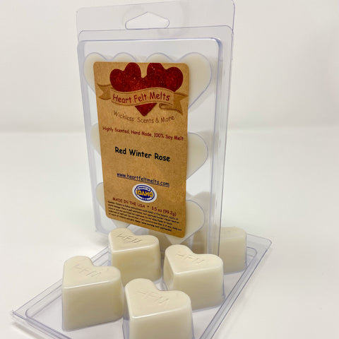 RED WINTER ROSE - Premium Scented Clamshell Heart Melts