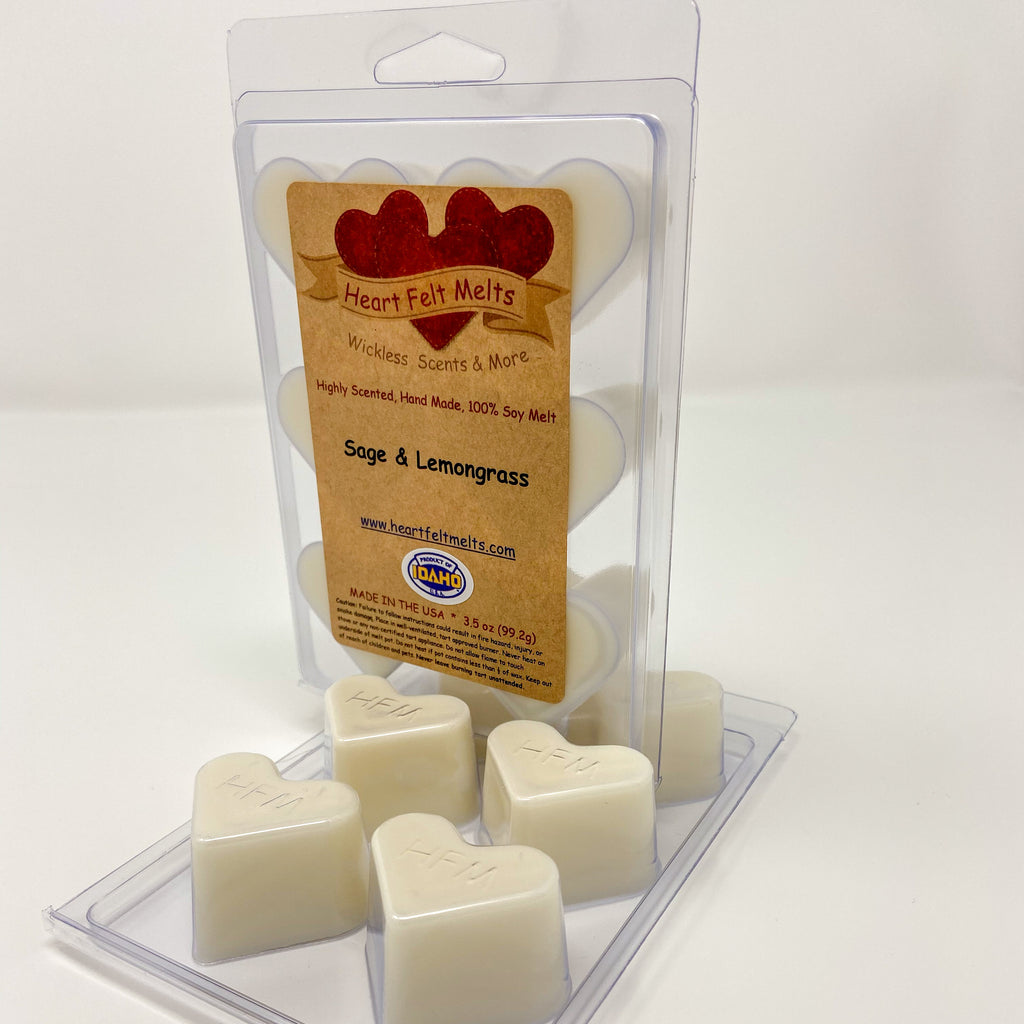 SAGE AND LEMONGRASS - Premium Scented Clamshell Heart Melts