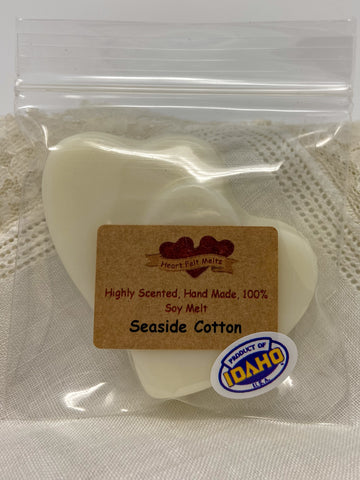 SEASIDE COTTON - Premium Scented 1oz Soy Heart Melt